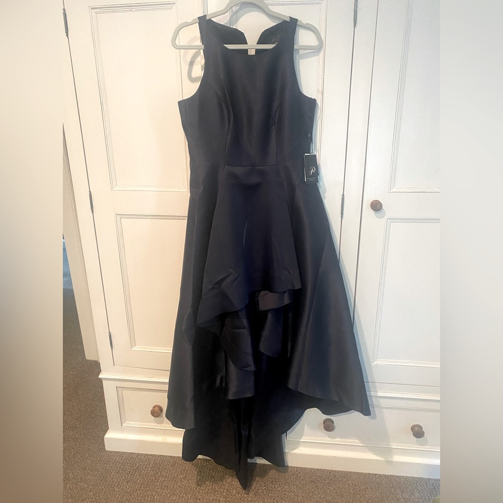 adrianna lapel mikado high low gown never worn still with tags
